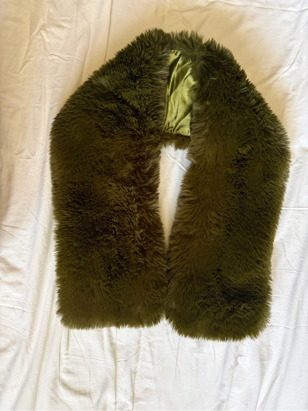 Plush Olive Green Faux Fur Stole